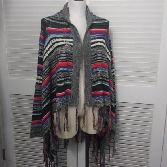 Rock & Roll Cowgirl Sweaters - Rock & Roll Cowgirl Boho Striped Fringe Cardigan